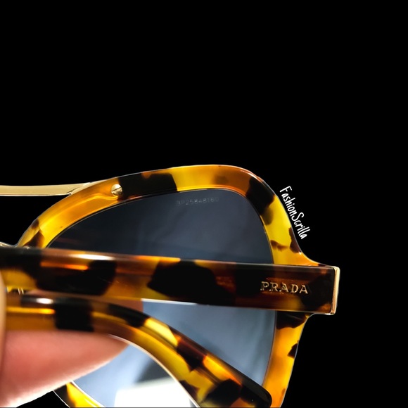Prada Havana Tortoise Gradient Blue Lens Sunglasses - Picture 3 of 9